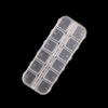 Caixa de armazenamento para nail art de 12 compartimentos para unhas longas transparente fileira dupla tampa de abertura independente caixa para brocas de nail art caixa para distribuição de flores secas