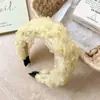 Diadema ancha de malla trenzada estilo coreano, versátil para volumen craneal alto, realza el volumen del cabello, adecuada para lavarse la cara, pinza para el cabello, liga para el cabello