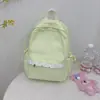 Mochila Cuadros Finos Azul Claro Estilo Curativo Sal Marina, Ambiente Coreano Suave y Dulce, Mochila Pequeña para Salidas de Novias