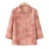 Camisa de verão para mãe 2026 novo modelo, roupas para mulheres de meia-idade e idosas, blusa de manga três quartos, roupa de vovó, casaco fino para sogra