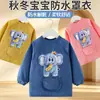 Roupas de exterior infantis para outono e inverno, babador de bebê unissex, babador de manga longa para comer, roupa protetora reversível, babador para refeição