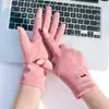 Guantes Cálidos para Otoño e Invierno, Estilo Delgado de Gamuza Lindo para Estudiantes Mujeres para Escribir con Forro Polar Añadido, Dos Dedos Expuestos para Otoño
