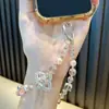 Cadena Colgante para Teléfono Móvil Flor de Diamante Llavero de Coche con Cuentas de Cristal Lanyard para Niñas Bolsita de Regalo Pequeña Colgante Venta al por Mayor