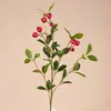 Novo Produto Qi Hao Arte Floral Cores de Outono 5 Galhos 3 Frutas Decoração de Casa Fruta de Espinheiro-Alvar Artificial Arranjo Floral para Sala de Estar com Folhas