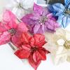 Flor de Navidad accesorios para árbol de Navidad guirnalda navideña flor hueca de plástico flor hueca de tres hojas colgante pequeño lote mixto