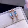 Aretes de Apatita Natural de Alta Claridad e Intenso Color, Piedra Suelta 4*6mm, Plata de Ley S925, Finamente Elaborados, Venta Directa del Fabricante