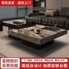 Mesa de café minimalista de piedra estilo italiano, Muebles modernos de lujo ligero para sala de estar, Sofá Lawrence de combinación cuadrada para apartamentos pequeños de alta gama