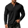 Europa Cruzada Hombres Nuevo Casual Holgado Versátil Cómodo Color Sólido Manga Larga Cuello en V Camiseta Base En Stock Al Por Mayor