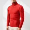 Suéter Masculino de Gola Alta 2026 Outono Inverno Cor Sólida Slim Fit Tamanho Plus Manga Longa Pulôver Tricô Casual Quente Camada de Base