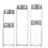 Botella de Vidrio de 47 mm de Diámetro con Múltiples Capacidades y Tapa de Aluminio Plateada, Botella de Vidrio Transparente para Medicina, Botella de Vidrio de Goji Negro