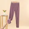 Pantalones térmicos de forro polar de cintura alta para mujer, novedad de invierno, pantalones de otoño engrosados con terciopelo, talla grande, ropa interior, pantalones largos ajustados