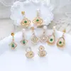 Base para Aretes de Perlas DIY Aguja de Plata S925 Lujo Ligero Zirconia Esmeralda Aretes de Nácar Accesorios de Joyería Versátiles Transfronterizos
