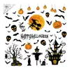 Pegatinas Estáticas para Ventana 'Feliz Halloween' Transfronterizas Silueta Luna Bruja Árbol Muerto Espantapájaros
