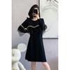Invierno Transfronterizo Manga Larga Casual Cuello Redondo Gama Alta Lujo Ligero Versátil Vestido de Punto Suelto para Mujer Falda