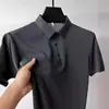 Comércio Exterior Fornecimento Direto Estilo Americano Camiseta de Seda de Gelo Manga Curta Masculina Verão Casual Camisa Polo Lapela de Negócios Respirável Tamanho Plus Manga Meia
