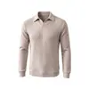 Comercio Electrónico Transfronterizo Sudadera con Capucha de Manga Larga con Cuello Camisero de Algodón para Hombre Estilo Old Money Otoño/Invierno Camisa Base de Rayas Ajustada POLO