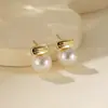Brincos de Pérola Envoltos em Fio de Prata Esterlina S925, Luxo Acessível, Pequenos, Requintados e de Alta Qualidade, Joias de Orelha Versáteis para Atacado
