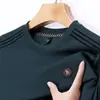 Nueva Camiseta de Manga Larga Casual con Cuello Redondo y Estampado para Hombre de Mediana Edad, Nueva Colección Primavera 2026, Transfronteriza