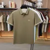 Camiseta Polo de Malha Stretch Algodão de Fibra Longa Xinjiang Leishibert Masculina Manga Curta Verão Respirável Não Amassa Camiseta Manga Curta