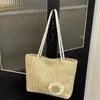 Nova Bolsa Tote Retrô Transfronteiriça de Ombro Único Grande Capacidade Bolsa de Palha Bolsa de Ombro Bolsa de Viagem Praia Feminina