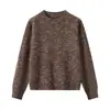 Camiseta Base Feminina 100% Lã de Ovelha 2026 Novo Estilo Coreano Fio Floral Tricô Espesso de Gola Redonda para Mulheres Outono Inverno