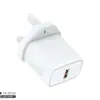 Cargador USB de un solo puerto con carga rápida Qc3.0 de 18W, certificado Ukca, estándar británico, adecuado para adaptador de carga inalámbrica de teléfono móvil