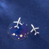 Aretes de Avión con Diamantes Completos Chapados en Platino Personalizados Estilo Coreano para Mujer, Aretes Pequeños Simples Mori de Zirconia, Aretes para Estudiantes al por Mayor