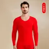 Ropa interior térmica para hombre Seda Cachemira Hilo Ultra Fino Generador de Calor Acrílico Pantalones Térmicos Forro Polar Grueso Camiseta Térmica de Cuello V Set Invierno