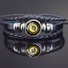 Pulsera de pareja doce constelaciones hebilla oculta pulsera de imitación de cuero de vaca negro hombres y mujeres punk vintage pulsera tejida joyería para estudiantes