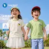 Ropa de bebé, camiseta informal de manga corta para niños, algodón con dibujos animados, top de media manga para niñas, camiseta fina de verano para bebés