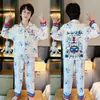 Pijama para niños, para niños, algodón peinado, manga larga, diseño lindo de dibujos animados, nuevo estilo primavera y otoño, conjunto de ropa para casa para niños mayores