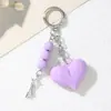 Llavero de corazón acrílico estilo Ins, colgante creativo en forma de corazón, accesorio de bolso dulce y genial, accesorio para parejas al por mayor