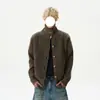 Suéter cárdigan de punto con botones y cuello alto, estilo retro americano para hombre, otoño e invierno, corte limpio, versátil, tendencia de punto informal