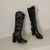 Botas de ciclismo versáteis de cano alto, nova coleção outono/inverno 2026, botas femininas de salto grosso, saltos altos femininos, botas longas acima do joelho