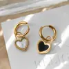 Pendientes Elegantes de Nuevo Estilo Transfronterizos, Pendientes Pequeños y Versátiles con Forma de Corazón para Mujer, Pendientes de Botón Sencillos de Acero de Titanio Ligeros de Lujo de Alta Gama para Verano
