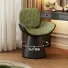 Taburete de Maquillaje Estilo Vintage, Silla de Maquillaje Giratoria, Dedicado para Salón de Uñas, Vestidor, Habitación de Niñas y Tocador con Respaldo