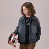 Roupa Infantil Zhili Transfronteiriça Jaqueta Jeans Lavada Retrô para Meninas Nova Estilo Primavera e Outono Crianças Médias e Grandes Solta Casual Gola