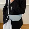 Bolsa Croissant Jeans com Strass de Verão para Mulheres, Bolsa Transversal com Acabamento de Luxo, Bolsa para Celular com Textura Única, Bolsa Minimalista de Dumpling