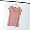 Camiseta Feminina de Manga Curta em Modal Verão Fina Decote V Sem Mangas Top Solto Tamanho Grande Colete Camisa Básica Lisa Casual