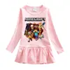 Novedad Primavera y Otoño 2023 Ropa Infantil Vestido Minecraft Mi Mundo Estilo Occidental Plisado Vestido para Niña Pequeña