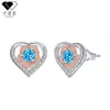 Pendientes de Plata de Ley S925 con Cierre de Mariposa, Forma de Corazón y Rosa para Mujer, Estilo de Lujo Ligero de Nicho de Alta Gama, Pendientes Tachonados de Diamantes que No se Desvanecen