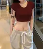 Camiseta Feminina de Verão, Top Cropped Branco Slim Moderno, Estilo Puro Desejo, Top Slim de Manga Curta Doce e Picante, Novo Modelo 2026