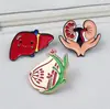 Broche de Dibujo Animado con Forma de Órgano Humano Llama al Cuidado del Cuerpo, Artículos Conmemorativos de Actividad, Decoración de Ropa, Insignia de Metal
