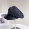 Chapéu Octogonal de Lã Mesclada com Aba de Couro para Mulheres no Inverno, Chapéu Newsboy Elegante e Versátil Que Realça o Rosto, Moderno