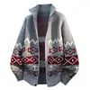 2026 Transfronterizo Otoño/Invierno Nuevo Suéter de Punto para Hombre con Cuello Alto, Holgado, Patrón de Diamantes, Moda Juvenil, Chaqueta Cardigan Casual