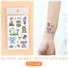 Pegatinas de Tatuaje Ruikalong Transfronterizas Nuevas con Brillo de Animales Marinos para Niños, Pegatinas de Tatuaje Coloridas Impermeables Lindas de Dibujos Animados