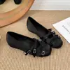Zapatos de salón bajos de punta redonda con lazo estilo francés para mujer, nueva colección de otoño 2026, elegantes zapatos Mary Jane con correa cruzada para combinar con faldas