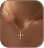 Melhor Venda Europeia e Americana Novo Colar Cruz Banhado a Ouro 18K Corrente para Clavícula Feminina Moda Simples Joia para o Dia a Dia