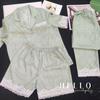 Pijamas de mujer, primavera y otoño 2024, nuevos chinos de alta gama, satén jacquard, fideos de seda helada, ropa de casa, conjunto de tres piezas de manga corta