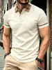 Camisa Polo Waffle, Transpirable de Manga Corta, Cuello Campana, Tres Botones, Polo Casual de Negocios, Cuadros, Secado Rápido, Anti-Arrugas